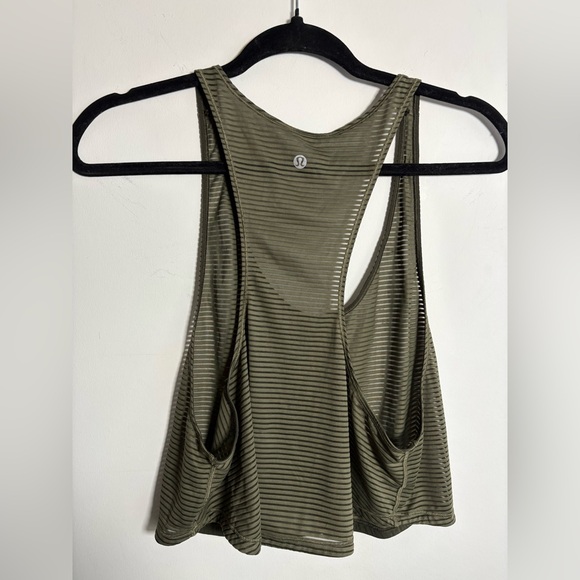 Lululemon Sheer Striped Racerback Tank Olive Green - Picture 4 of 4